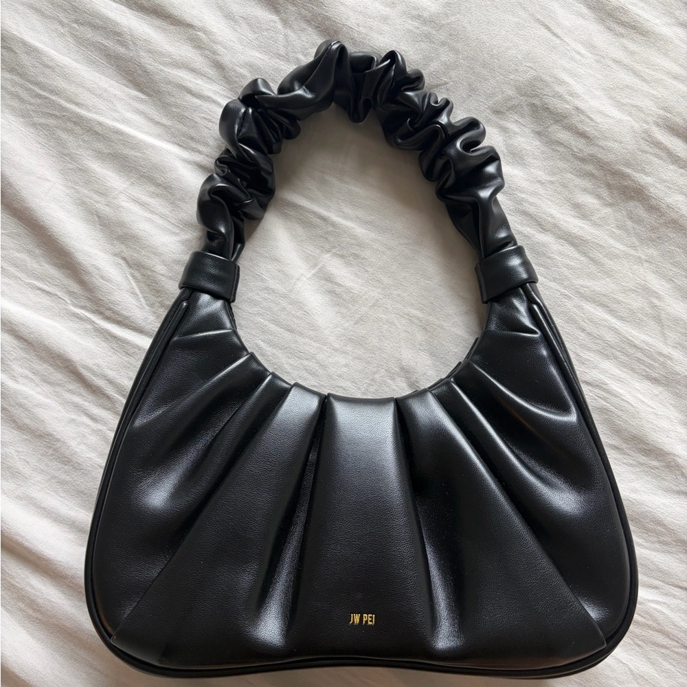 JW PEI Black Ruched Shoulder Bag